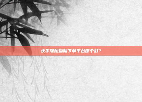 快手涨粉自助下单平台哪个好?