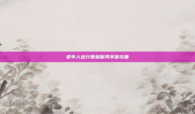 老年人出行便利服务不断完善