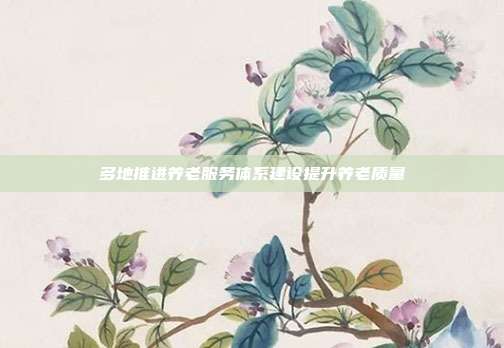 多地推进养老服务体系建设提升养老质量