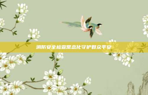 消防安全检查常态化守护群众平安