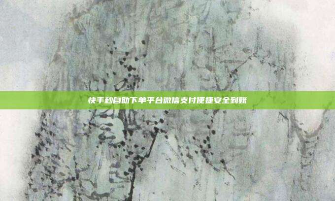 快手秒自助下单平台微信支付便捷安全到账