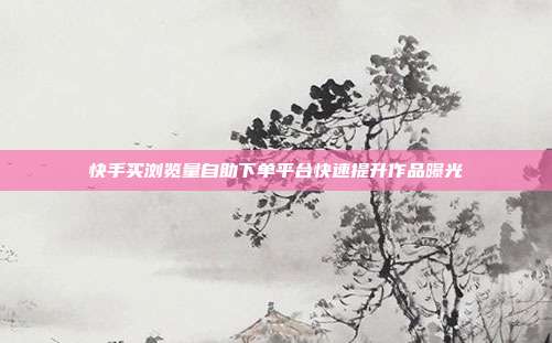 快手买浏览量自助下单平台快速提升作品曝光