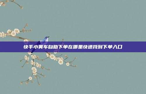 快手小黄车自助下单在哪里快速找到下单入口