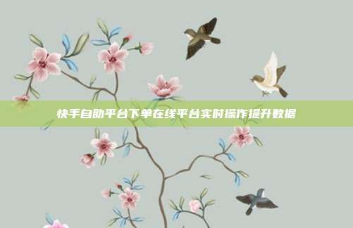 快手自助平台下单在线平台实时操作提升数据