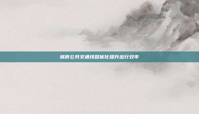 城市公共交通线路优化提升出行效率
