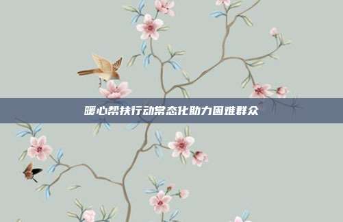 暖心帮扶行动常态化助力困难群众