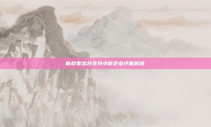 新政策出台支持小微企业纾困解难