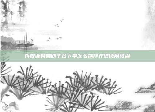 抖音业务自助平台下单怎么操作详细使用教程