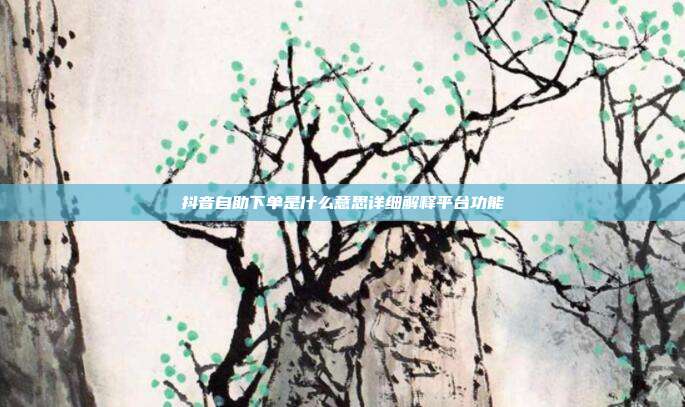 抖音自助下单是什么意思详细解释平台功能