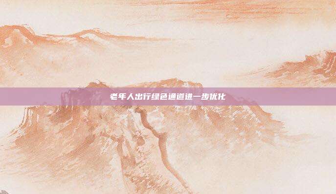 老年人出行绿色通道进一步优化