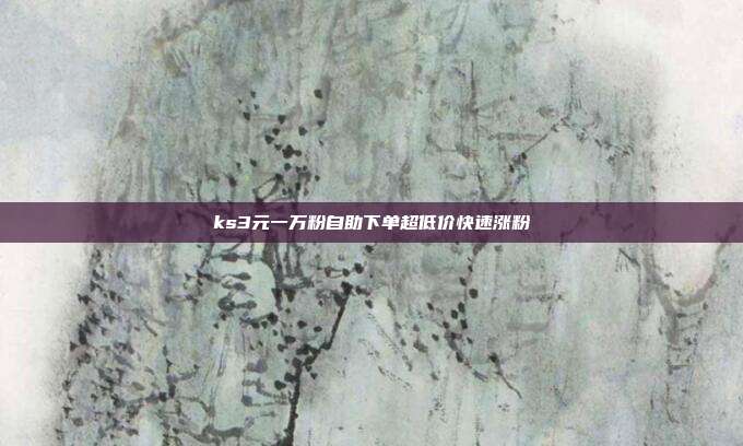 ks3元一万粉自助下单超低价快速涨粉