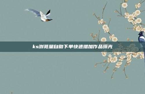 ks浏览量自助下单快速增加作品曝光