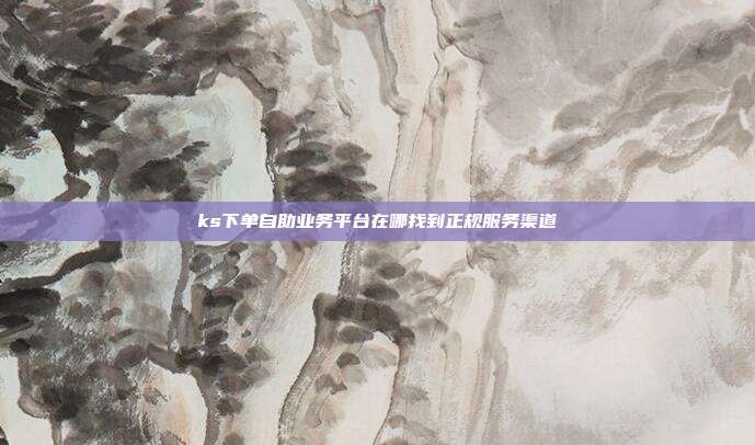 ks下单自助业务平台在哪找到正规服务渠道