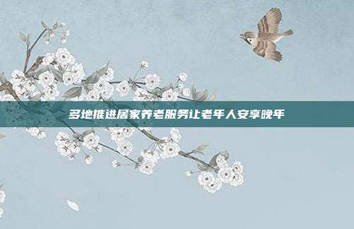 多地推进居家养老服务让老年人安享晚年