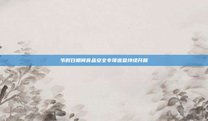 节假日期间食品安全专项巡查持续开展