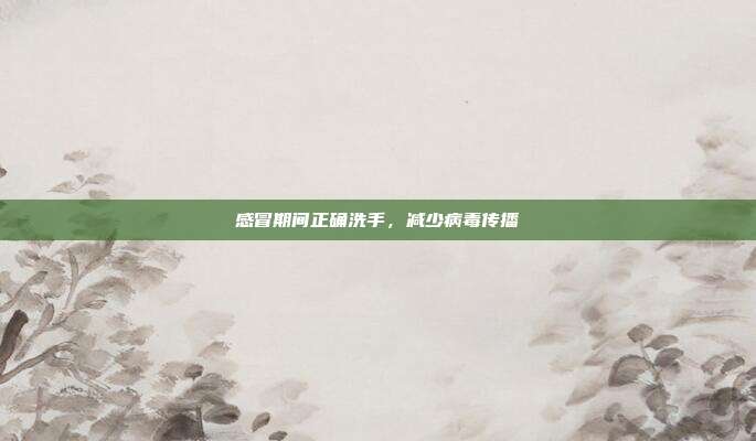 感冒期间正确洗手,减少病毒传播