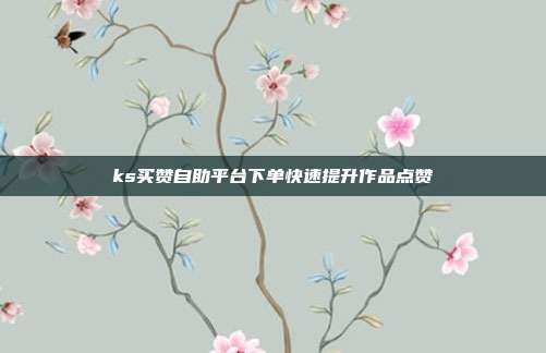 ks买赞自助平台下单快速提升作品点赞