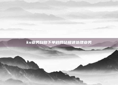 ks业务自助下单秒网站极速处理业务