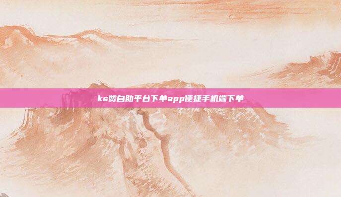 ks赞自助平台下单app便捷手机端下单