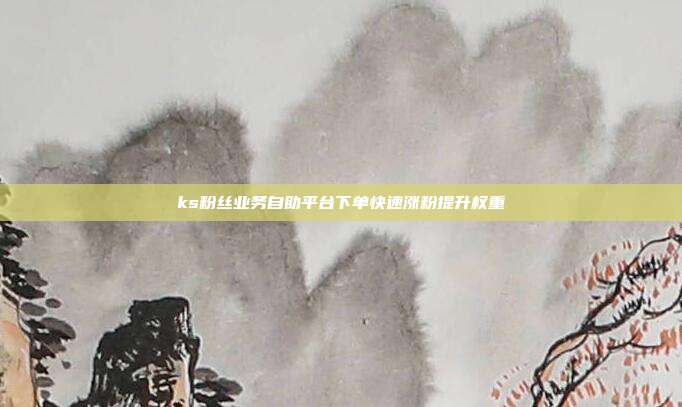 ks粉丝业务自助平台下单快速涨粉提升权重