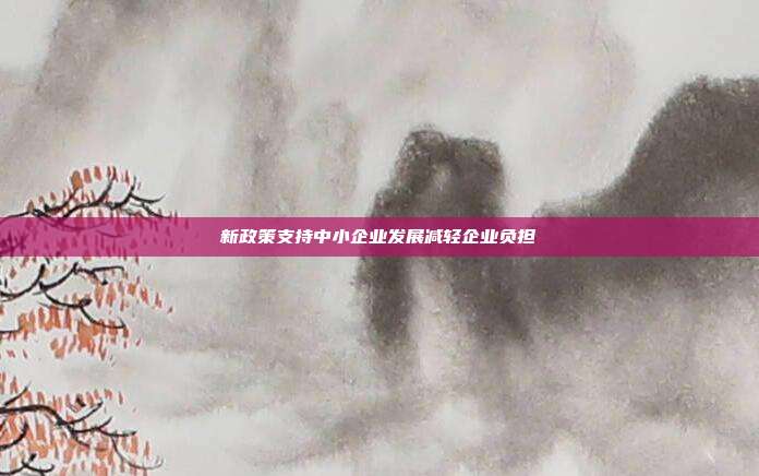 新政策支持中小企业发展减轻企业负担