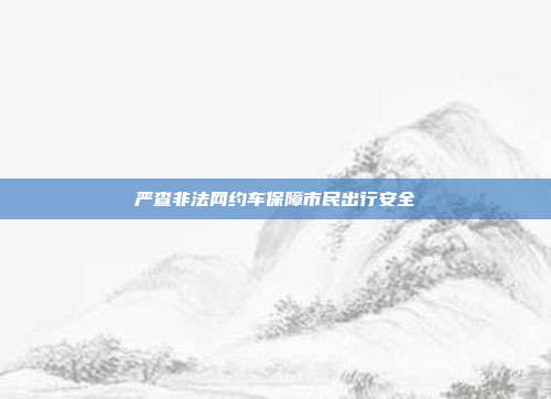 严查非法网约车保障市民出行安全