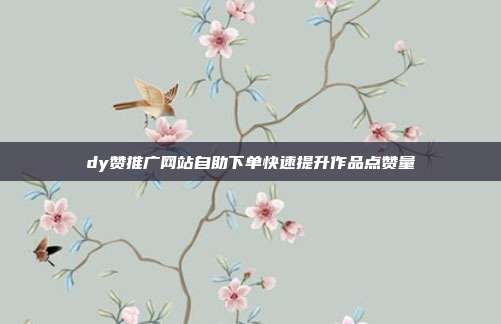 dy赞推广网站自助下单快速提升作品点赞量