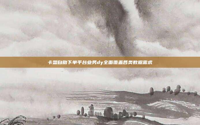 卡盟自助下单平台业务dy全面覆盖各类数据需求