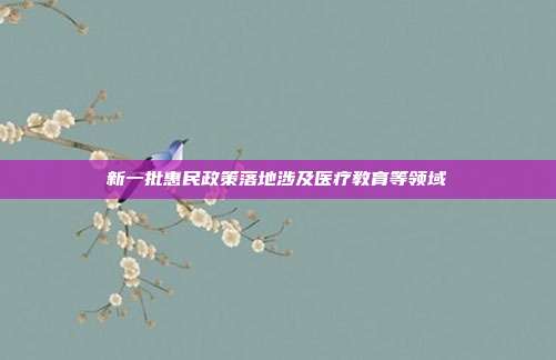 新一批惠民政策落地涉及医疗教育等领域
