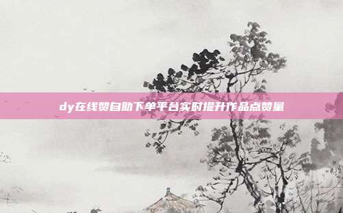 dy在线赞自助下单平台实时提升作品点赞量