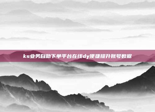 ks业务自助下单平台在线dy便捷提升账号数据