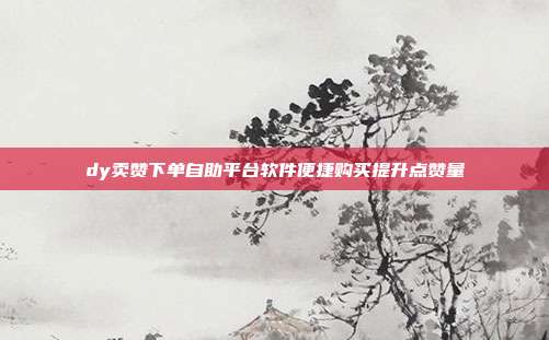 dy卖赞下单自助平台软件便捷购买提升点赞量
