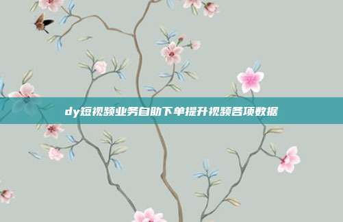dy短视频业务自助下单提升视频各项数据
