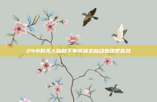 24小时无人自助下单商城全自动处理更高效