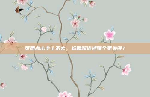 页面点击率上不去,标题和描述哪个更关键?