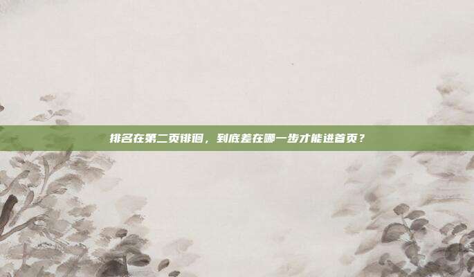 排名在第二页徘徊，到底差在哪一步才能进首页？