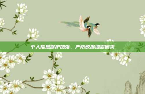 个人信息保护加强，严防数据泄露倒卖