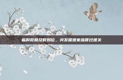 临时救助及时到位，突发困难家庭渡过难关