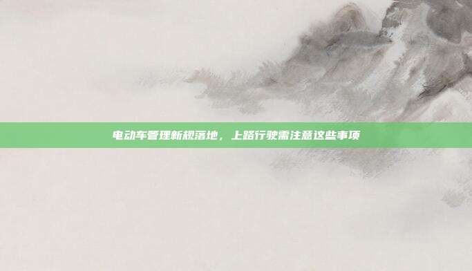 电动车管理新规落地,上路行驶需注意这些事项