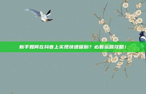 新手如何在抖音上实现快速吸粉？必看运营攻略！