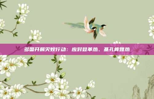 多国开展灭蚊行动：应对登革热、基孔肯雅热