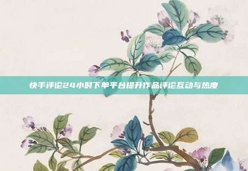 快手评论24小时下单平台提升作品评论互动与热度