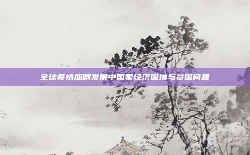 全球疫情加剧发展中国家经济困境与贫困问题