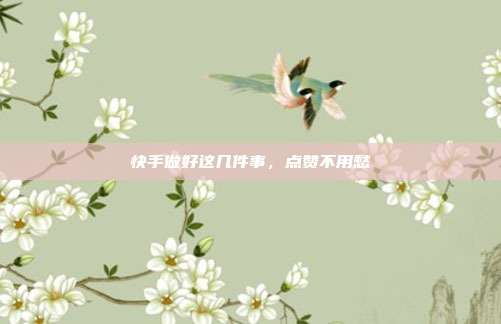 快手做好这几件事,点赞不用愁