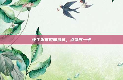 快手发布时间选对,点赞多一半