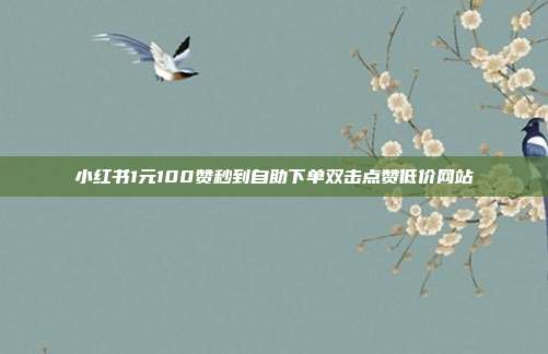 小红书1元100赞秒到自助下单双击点赞低价网站