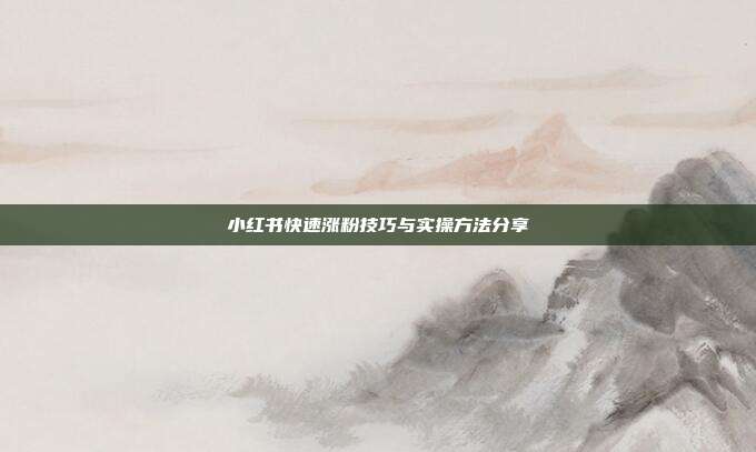 小红书快速涨粉技巧与实操方法分享