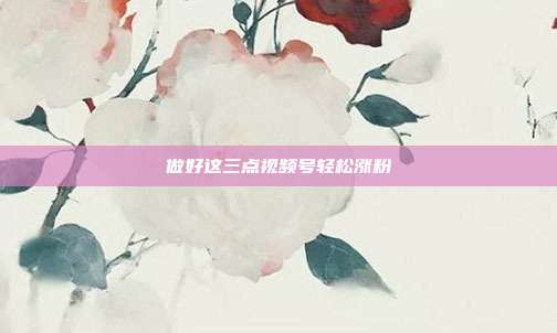 做好这三点视频号轻松涨粉
