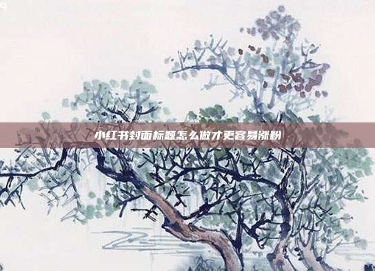 小红书封面标题怎么做才更容易涨粉