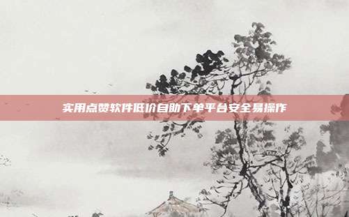 实用点赞软件低价自助下单平台安全易操作